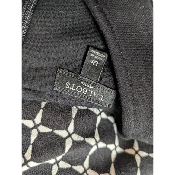 Talbots Womens Sleeveless Black & White Geometric Patterned Dress Size 12P - Picture 5 of 7